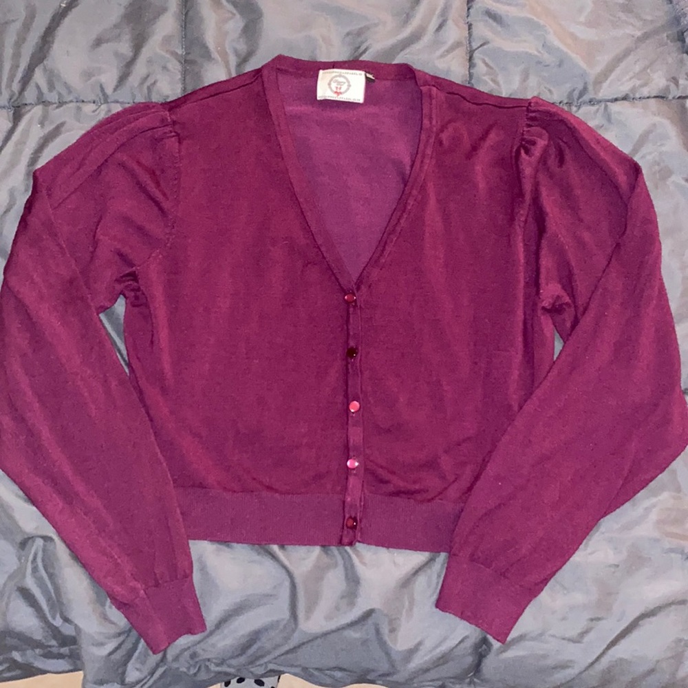 Vintage inspired plum purple crop cardigan